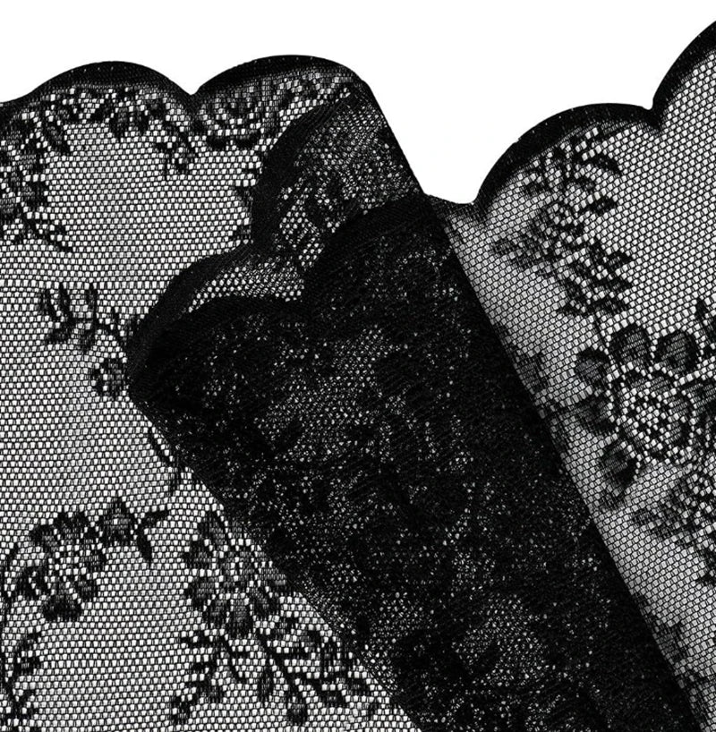 rideau floral dentelle noir polyester élégant fenêtre salon chambre transparent pastorale