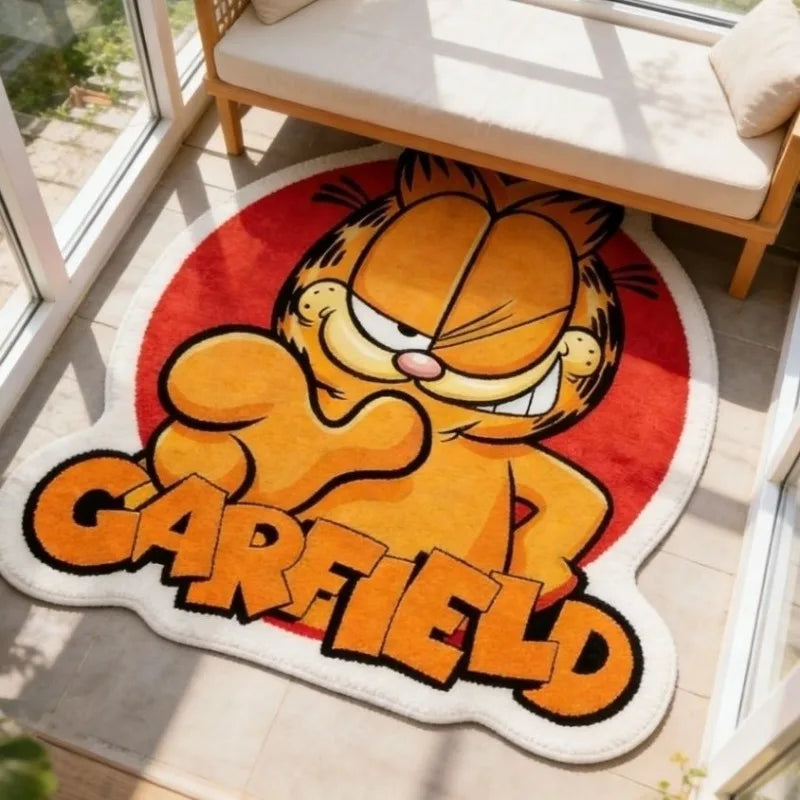 tapis garfield dessin animé orange rouge pelucheux cartoon chambre enfant décoration imitation coton