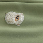 rideau vert clair brodé mouton herbe cartoon enfant chambre opaqueextérieur simple