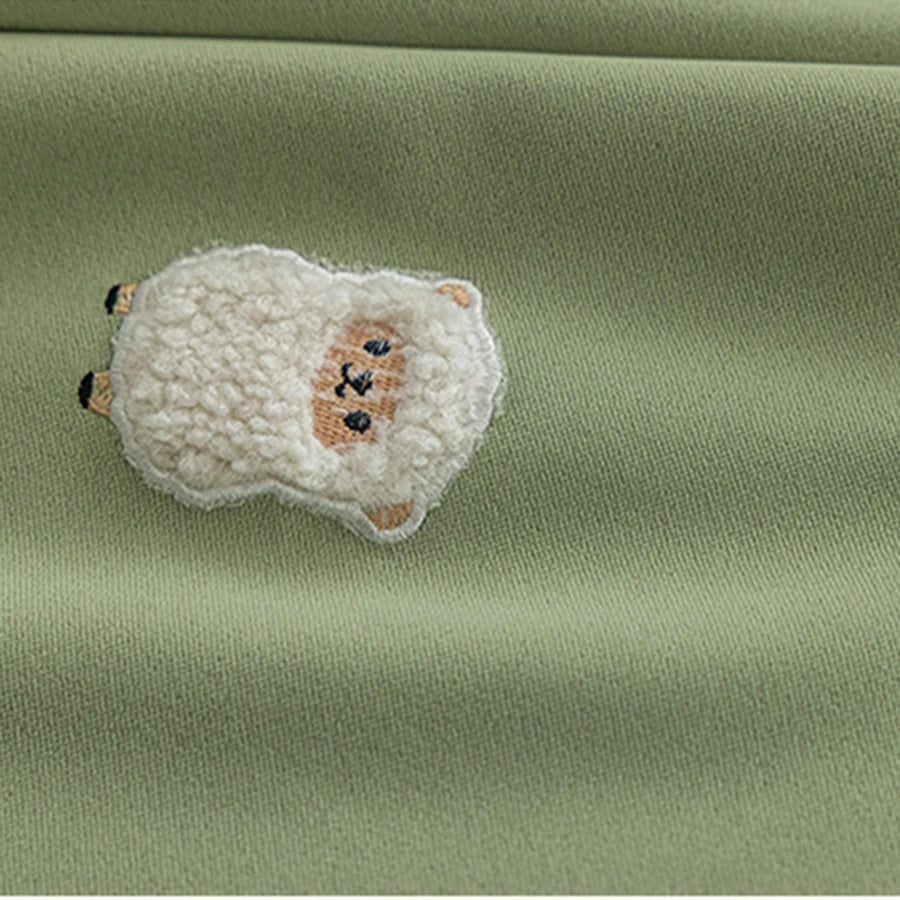 rideau vert clair brodé mouton herbe cartoon enfant chambre opaqueextérieur simple