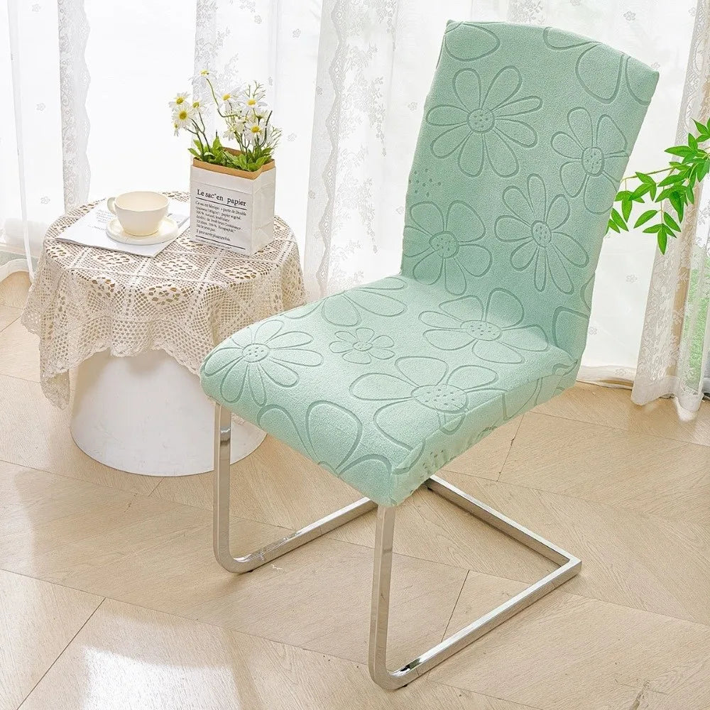 housse chaise polyester moderne fleuri bleu vert rose orange gris antidérapante salon