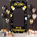 Cadre photo personnalisable graduation motifs diplômes confettis étoiles dorées noir doré clips inclusion cérémonie