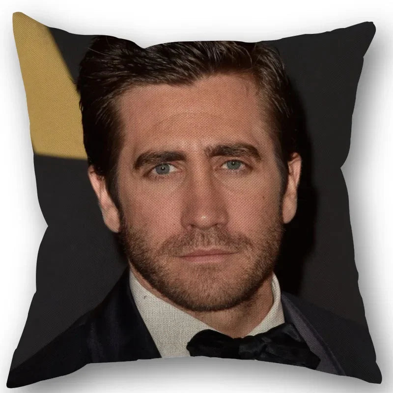 taies d'oreiller coton lin motif jake gyllenhaal moderne bleu marine imprimé décoration maison washable