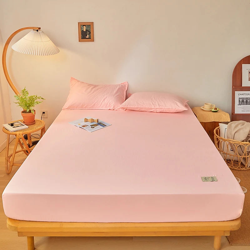 drap housse coton gris uni moderne bande élastique lit simple double grand
