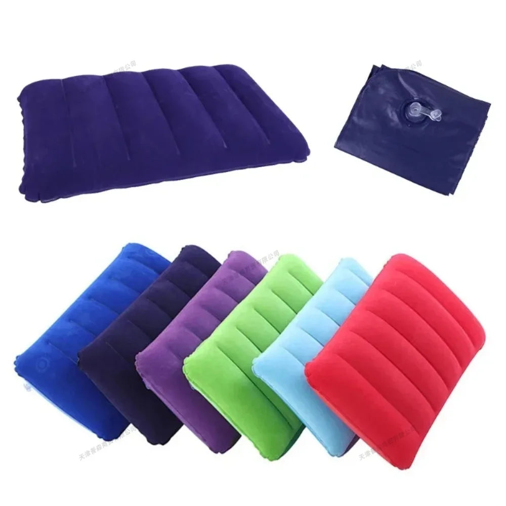 coussin gonflable velours bleu moderne 47x30cm confortable valve gonflage