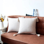 coussin carré moderne texture lin beige clair maison voiture décoration