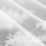 rideau douche blanc floral transparent moderne anneaux suspension 180cm