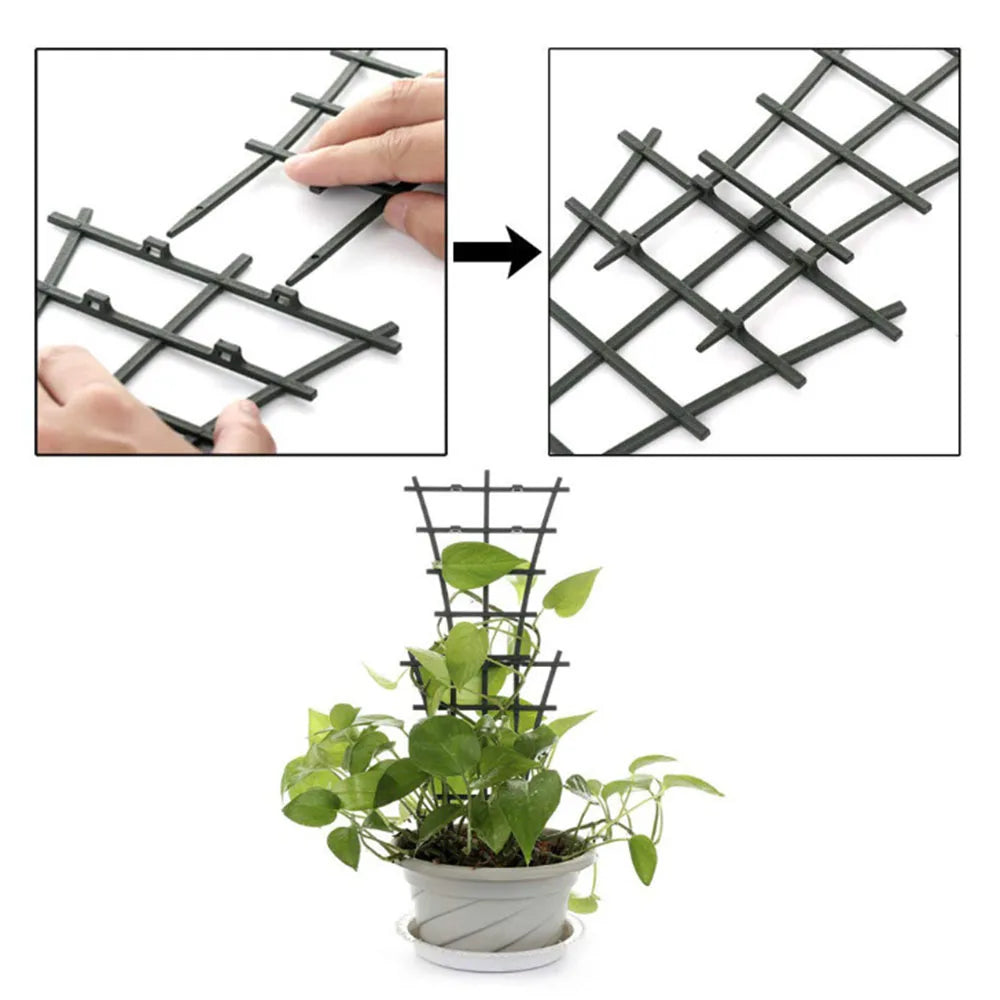 support plante treillis noir quadrillage rustique minimaliste piquets pointus pot fleur légumeintérieurextérieur
