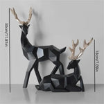 figurines cerfs géométriques noirs dorés modernes décor maison résine minimalistes