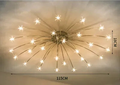 lampe chrome doré moderne étoiles lumineuses transparentes scintillantes led fixations