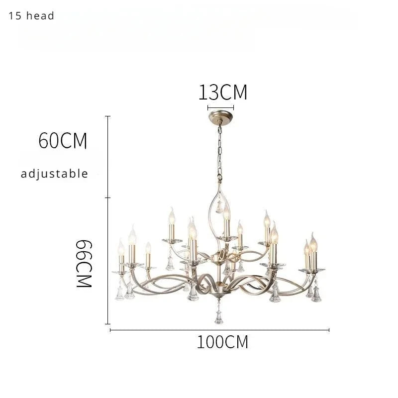 lustre pendentif nickel cristaux transparents classique baroque salon restaurant