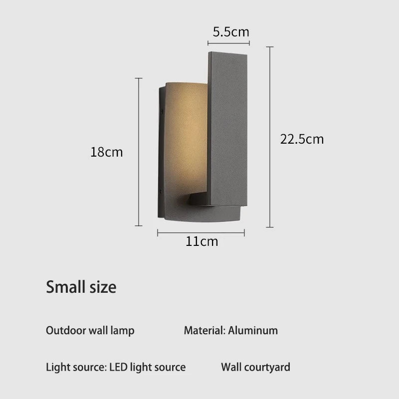 applique murale extérieure moderne aluminium noir lumiere led jaune orangé minimaliste fixations murales
