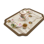tapis table art traditionnel fleurs oiseaux bleu clair beige brun