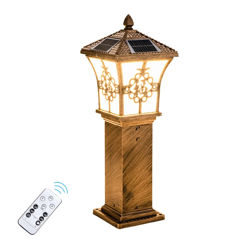 Lampe solaire gazon doré ornement floral ip65 led classique autoinstallationextérieur