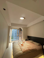 plafonnier led moderne pierre beige gris texture granulée éclairage zen minimaliste 4200k 3000k chambre