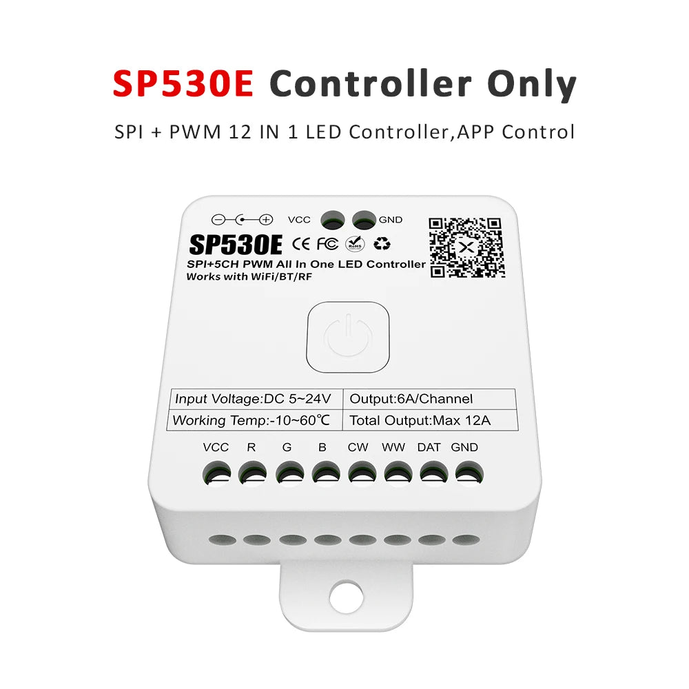 contrôleur led wifi bluetooth 5v 24v 5ch rgb ws2812 alexa google app remote control