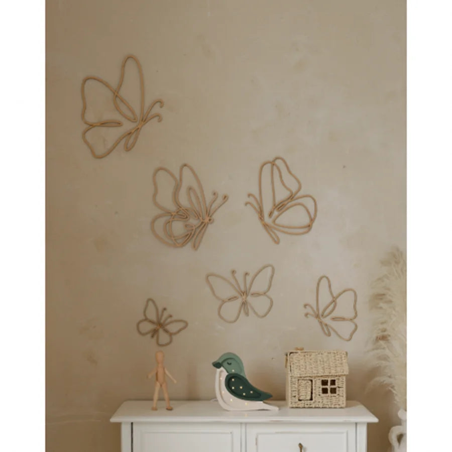 décoration murale papillons fil fer naturel artisanal moderne chambre fille adolescente bois illustration fleurs
