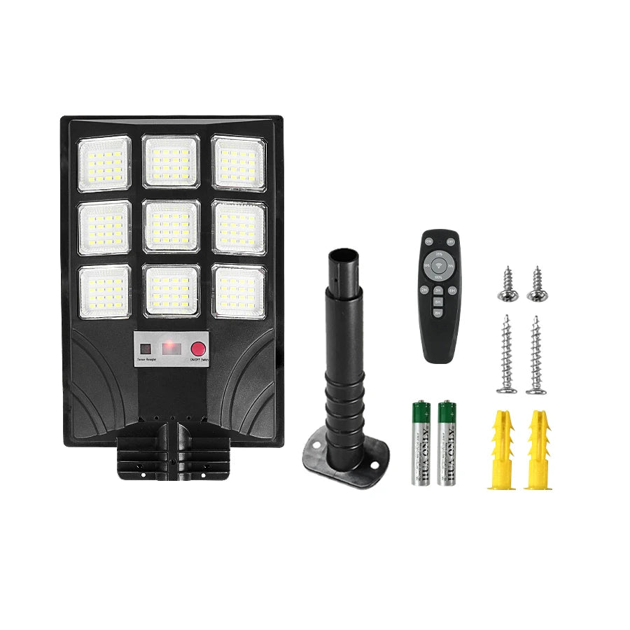 lampe solaire led moderne noire ip67 pied rotatif détecteur mouvement panneau solaire batterie lithium