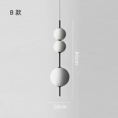 suspension lumineuse moderne sphères blanches brillantes minimaliste 80cm 85cm 103cm