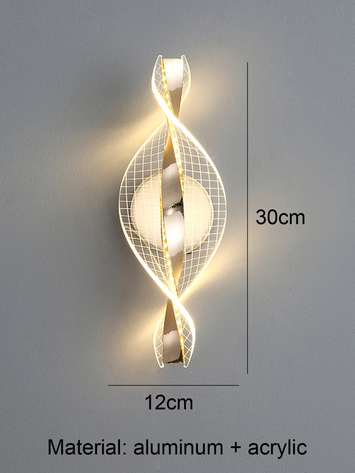 applique murale led moderne or brillante élégante chambre cuisine ondulé éclairage ambiant fixée mur