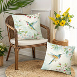 housses coussins carrés fleurs oiseaux printemps polyester blanc opacité zipper lit canapé décoration