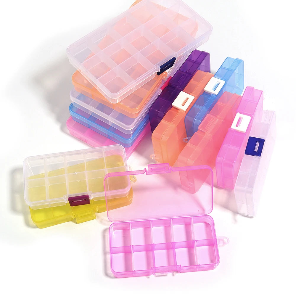 boîtes rangement transparentes plastique clips fermeture modernes pratique bijoux 10 15 grilles