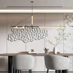 Suspension lumineuse moderne ligne épurée noir doré lumière blanche contemporaine élégante