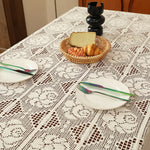 nappe coton fleur brodée table manger mariage fête noël classique floral beigeclair rustic