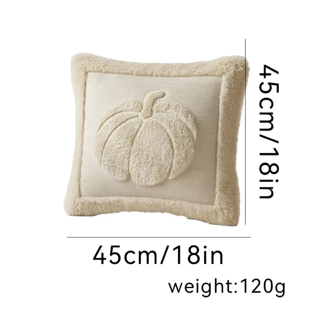 taies d'oreiller citrouille orange beige motifs imprimés jacquard doux polyester opaques maison