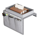 Sac rangement tissu géométrique gris adhésif accoudoir canapé moderne porte télécommande mouchoirs papier