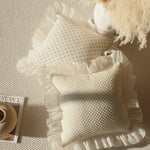 housse coussin polyester imprimé floral vintage romantique beige marron orange pointillé øllets square rectangle