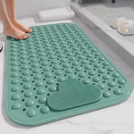 tapis bain rose clair gris bleu coeurs points adhésif moderne pvc salle bain douche