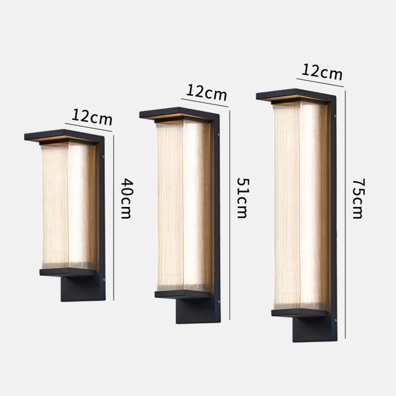 applique murale moderne noire translucide ip65 led extérieure acier inoxydable 40cm 51cm 75cm