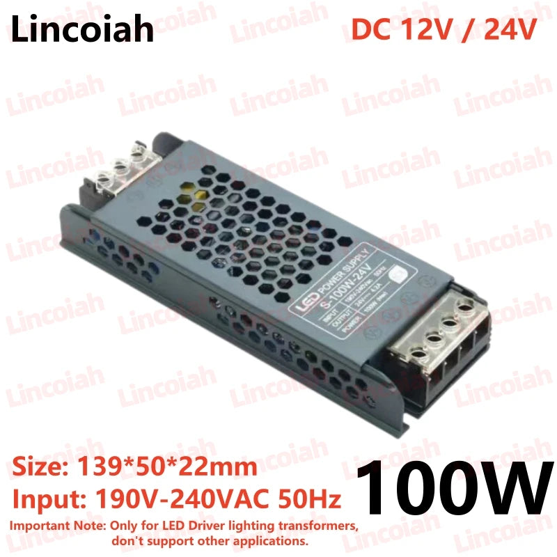 transformateur alimentation led 12v 24v 60w 100w 200w noir moderne sans bruit certification rohs