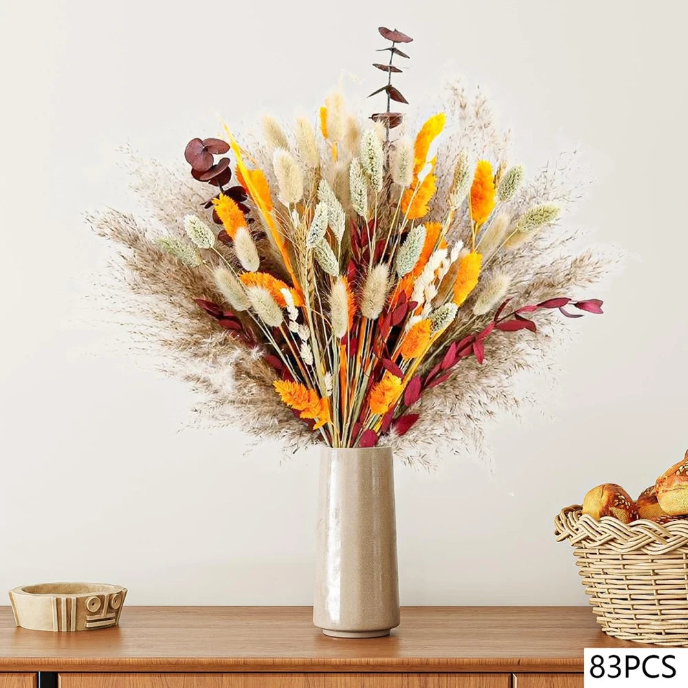 bouquet fleurs séchées automne orange naturel rustique décoration maison anniversaire mariage festive