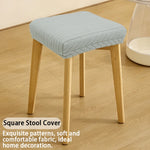 couvre tabouret carré moderne beige rayures horizontales élastique adhésif extérieur accueil