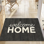 tapis d'entrée moderne gris welcome antidérapant polyester lettres blanches bordure blanche texture bois minimalisteextérieuradultes