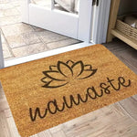 tapis d'entrée moderne lettres coeurs bienvenue gris marron noir rose blanc