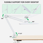 lampe blanc moderne plateau articulé ajustable lumière led intense réglable sans fil acier inoxydable