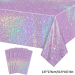 nappe paillettes violet rose argenté table festives galaxie étoiles pâques noël anniversaire mariage