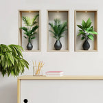 autocollants muraux modernes plantes vertes deco maison stickers muraux minimalistes feuillets vases noirs