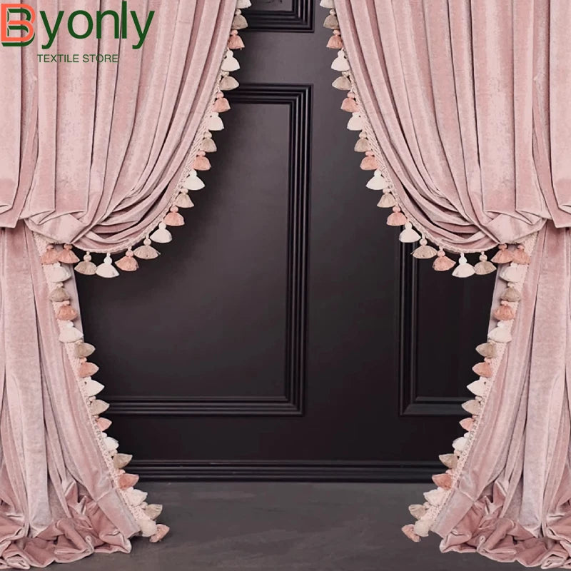 rideau occultant velours rose pâle opacité classique maison 100 polyester