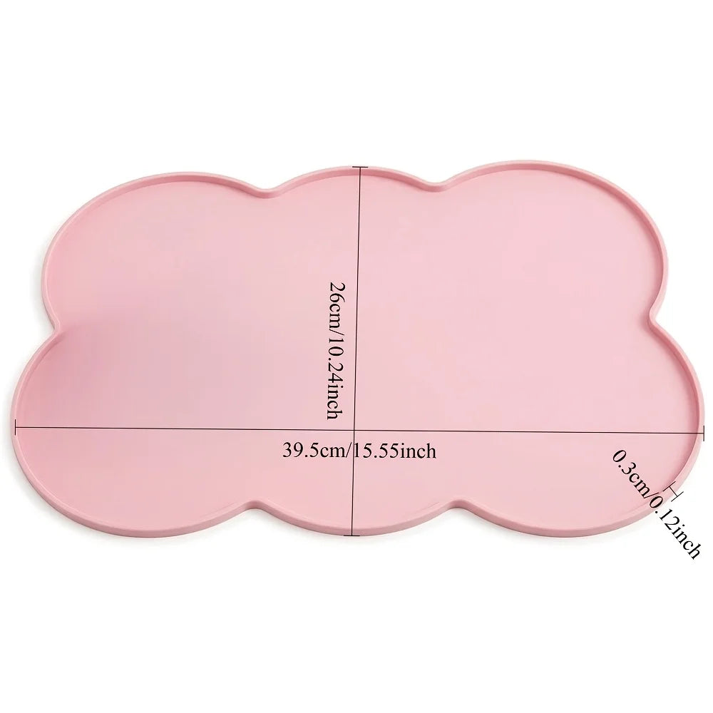 tapis animaux compagnie imperméable deux gamelles intégrées moderne ludique rose jaune gris