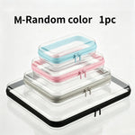 boîtes rangement transparentes réutilisables fermeture glissière couleurs rose violet bleu clair moderne pratique diverse