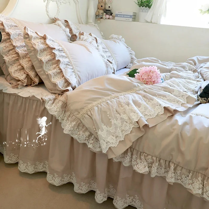 Parure de lit coton dentelle rouge King