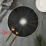 placemat moderne blanc noir rayures concentriques tissu table décoration