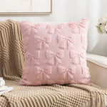 housse coussin moderne motif nœuds blanc bleu doux coton polyester 45x45cm