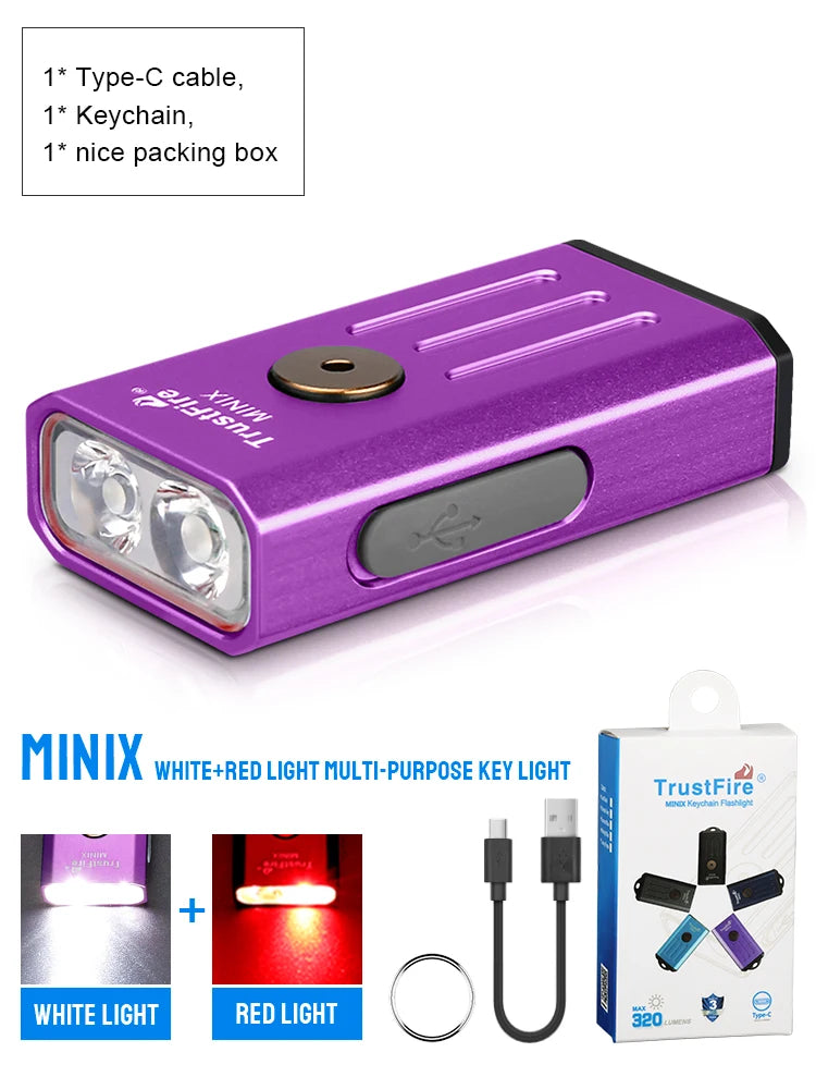 lampe torchon rechargeable uv violet bleu texture metallique anneau fixation moderne compact