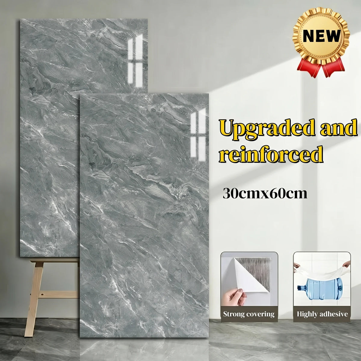 panneau décoratif auto adhésif marbre gris moderne 30cm 60cm imperméable amovible