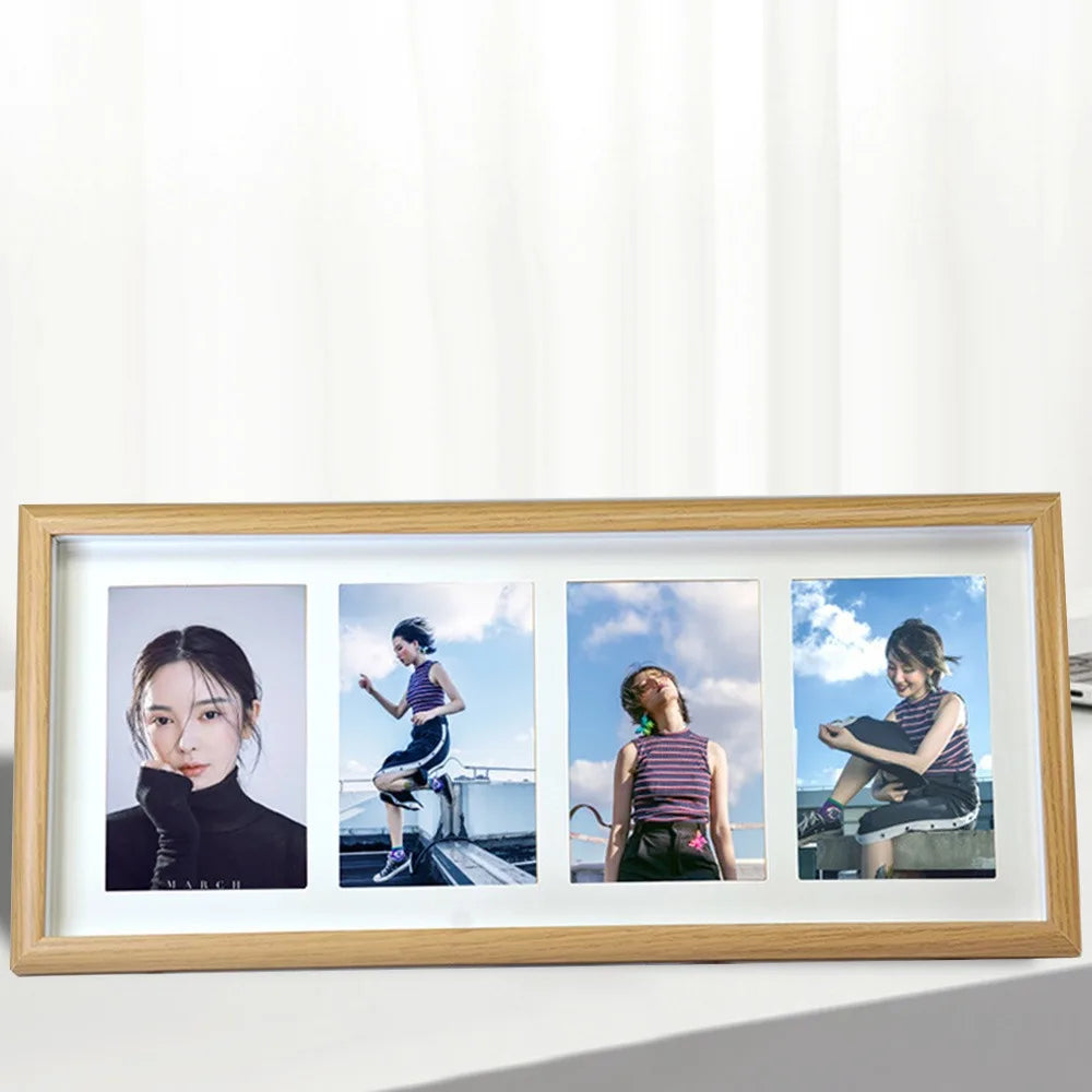 cadre photo bois moderne multi photos décoration minimaliste marron foncé blanc beige clair